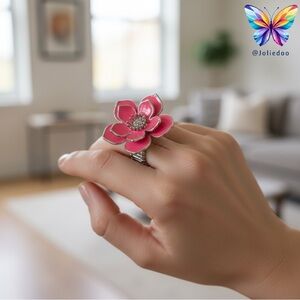 Pink Flower Statement Ring
